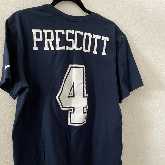 DALLAS COWBOYS PRESCOTT NIKE NAVY TEAM PLAYER NAME & NUMBER T-SHIRT - Picture 3 of 4